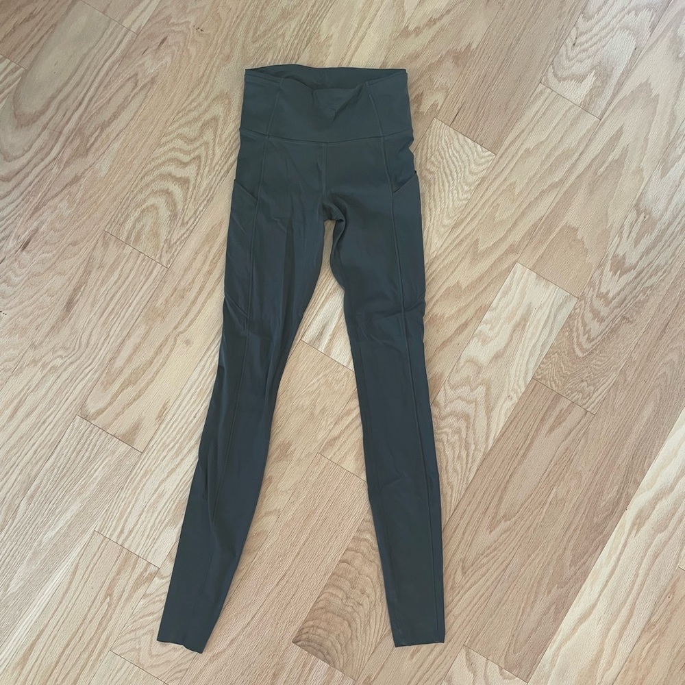Lululemon fast and free olive green long inseam size 4